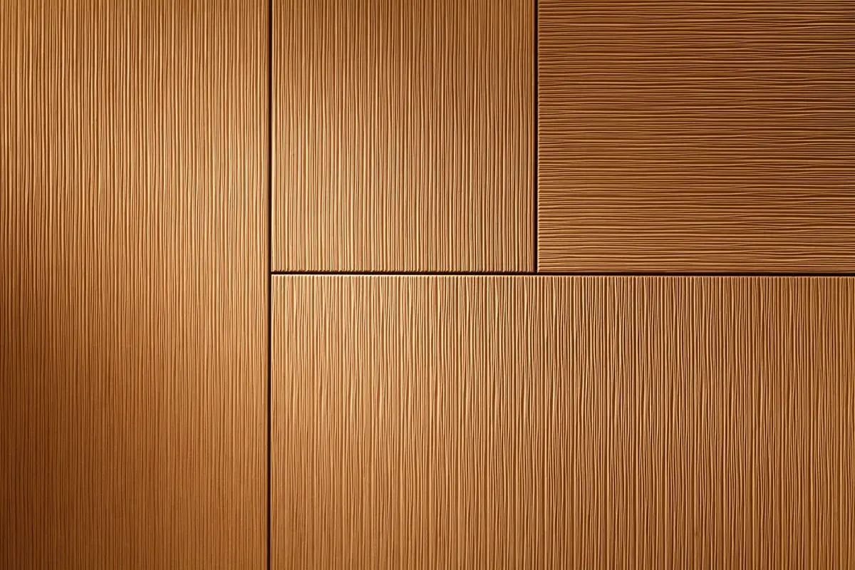 Detail der Wandverkleidung aus geprägtem Eichenfurnier in der Suite A