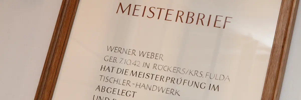 Meisterbrief von Werner Weber im Tischler-Handwerk